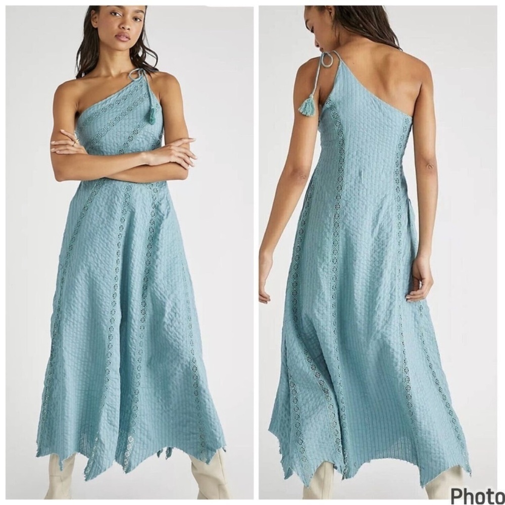 Free People One-Shoulder Light Blue Dress